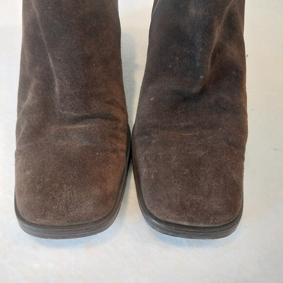 Via Spiga Booties Womens 8.5 M Brown Suede Block Heel Ankle Boots Made in Italy. - Picture 7 of 10